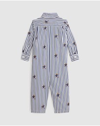Polo Ralph Lauren - Polo Bear Striped Cotton Poplin Coverall - Babies