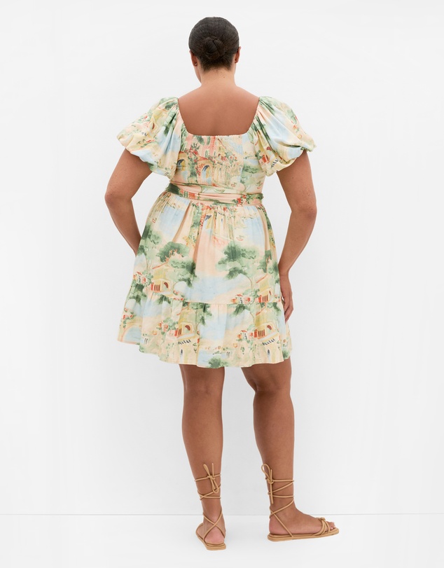 City Chic - Plus size Laurena Sardinia Print Mini Dress - light peach
