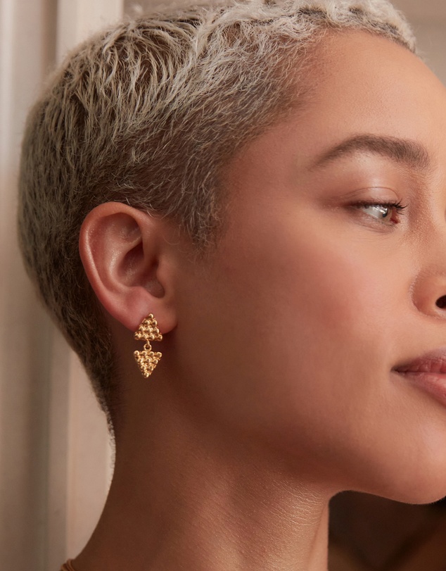 Ottoman Hands - Azar Gold Triangle Drop Earrings