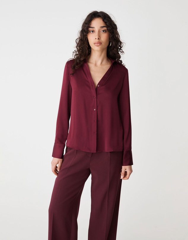 Forcast - Lila V-neck Satin Blouse