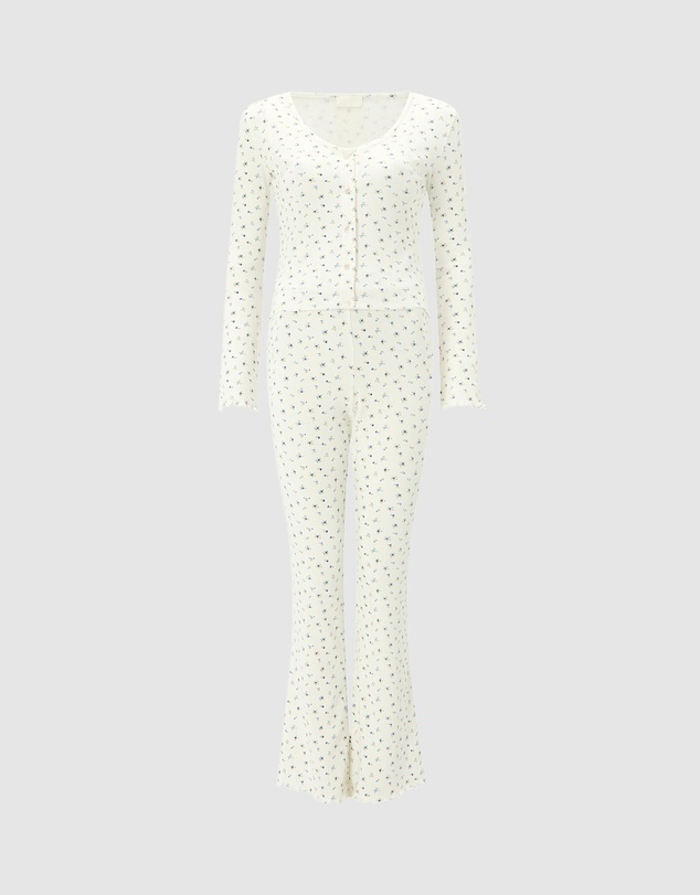 KBX - Floral Rib Long Pyjama Set