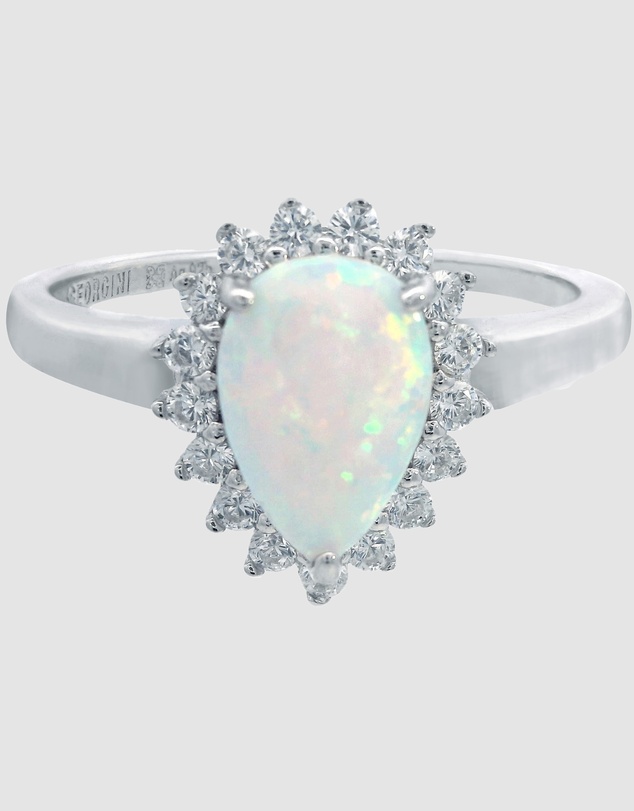 Georgini - Georgini Opal Glow Rozelle White Created Opal Silver Ring