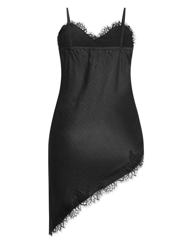 City Chic - Plus size Lace Asymmetrical Satin Cami - black