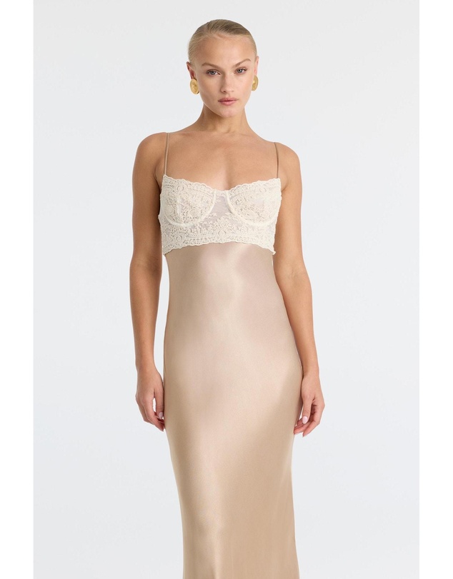 Bardot - Tzariana Satin Lace Midi Dress