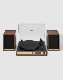 Crosley - Crosley C72 Record Player Shelf System - Walnut