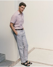 Trenery - Stretch Cotton Dobby Pant in Lake Grey