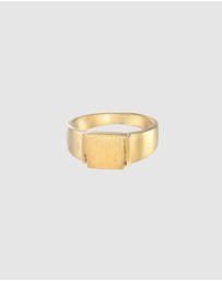 Kuzzoi - ICONIC EXCLUSIVE - Ring Men Signet Square Matt in 925 Sterling Silver Gold Plated