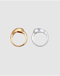 Elli Jewelry - Ring Set Yin Yang 925 Sterling Silver Gold-plated
