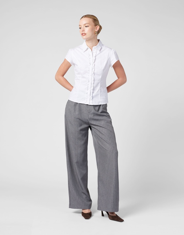 MVN - Cap Sleeve Shirt With Ruffles