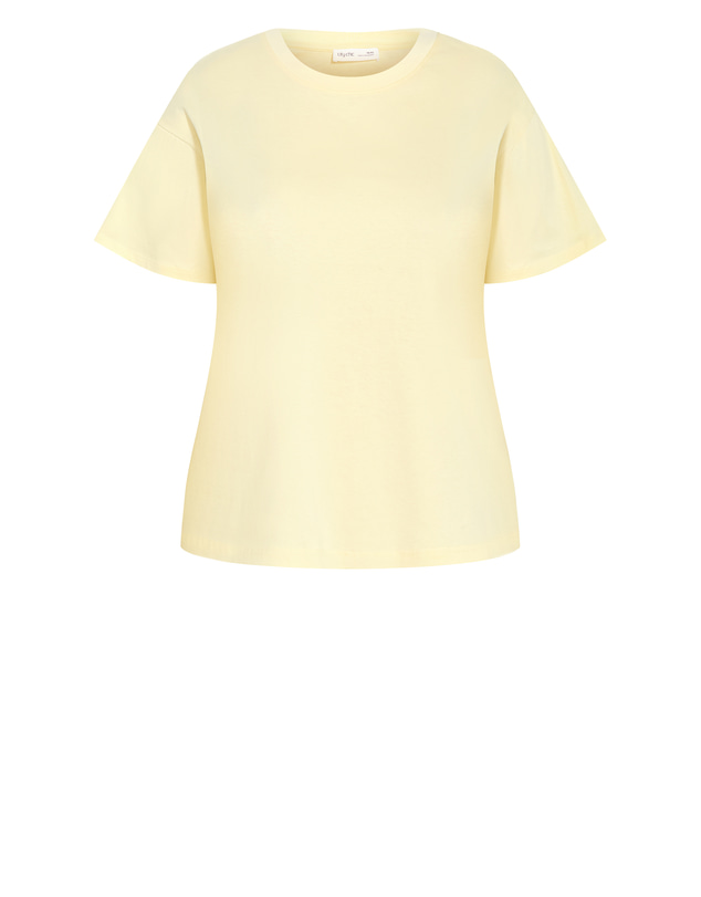 City Chic - Plus size Oversized Crew Neck Tee - lemon drop