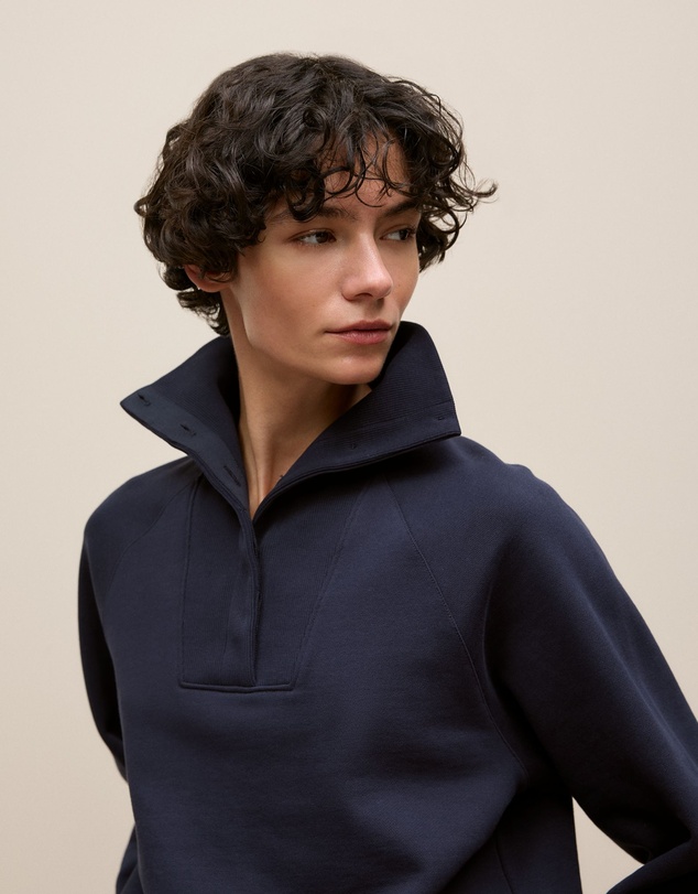 Trenery - Button Neck Sweat in Night Sky