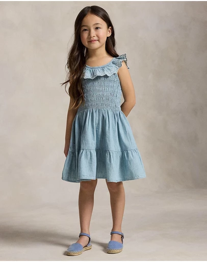 Polo Ralph Lauren - Blueberry-Overlay Indigo Chambray Dress - Babies-Kids