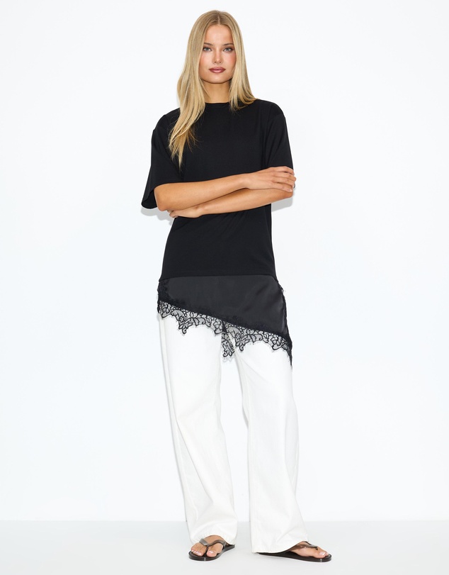 Dazie - Taylah Asymmetric Lace Tee