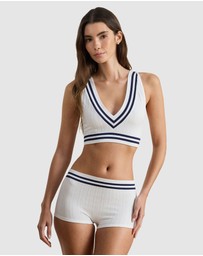 Lauren by Ralph Lauren - Cricket Cable Knit Lightly-Lined Crop Top Bra