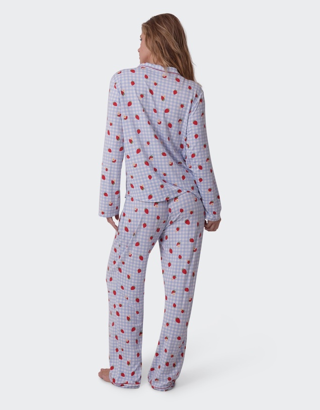 Bras N Things - Strawberry Patch Long Sleeve - Light Blue/ Print