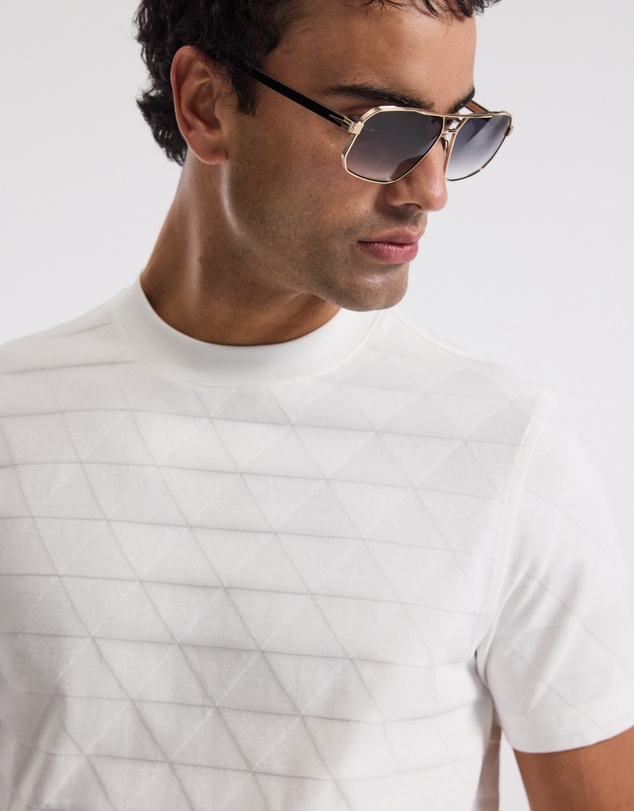 Calibre - Geometric Jacquard T-shirt Off White