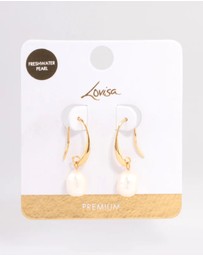 Lovisa - Gold Plated Freshwater Pearl Medium Hook Drop Earrings