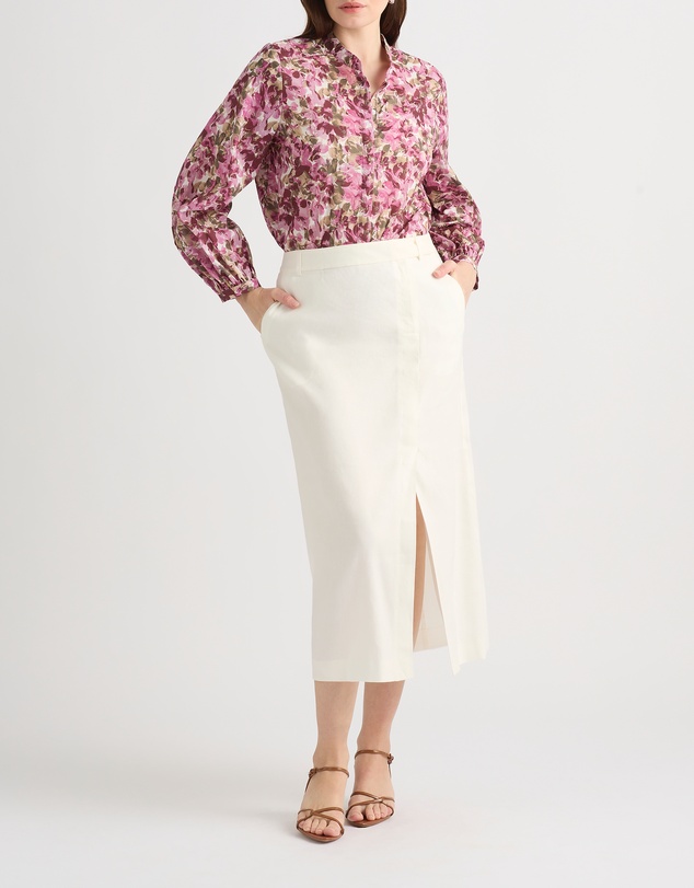 David Lawrence - Janis Linen Blend Column Skirt