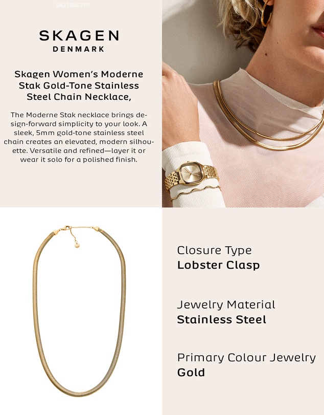 Skagen - Moderne Stak Gold Tone Necklace