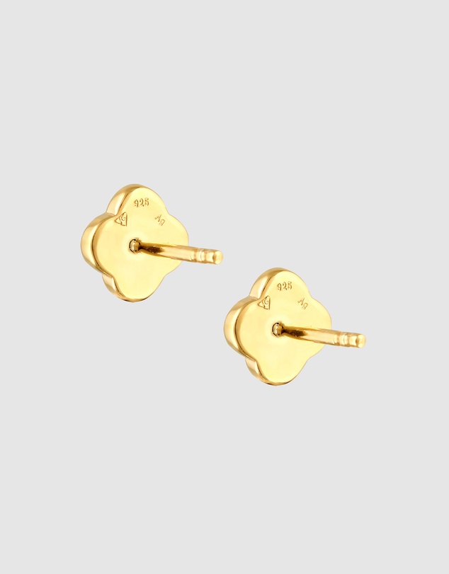 Elli Jewelry - Green Enamel Cloverleaf Stud Earrings in Gold-Plated 925 Silver