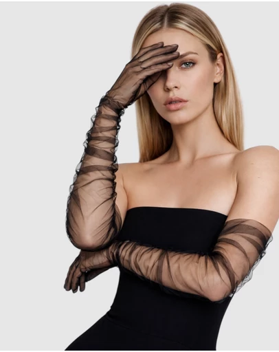 High Heel Jungle - Katherine Ruched Tulle Gloves