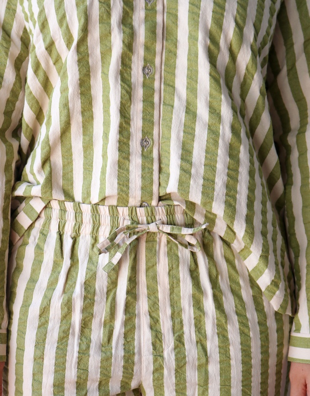Mosey Me - Seersucker Stripe Long Pyjama Set