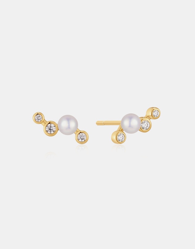 Ania Haie - Ania Haie Gold Zig-Zag Shell Pearl Stud Earrings