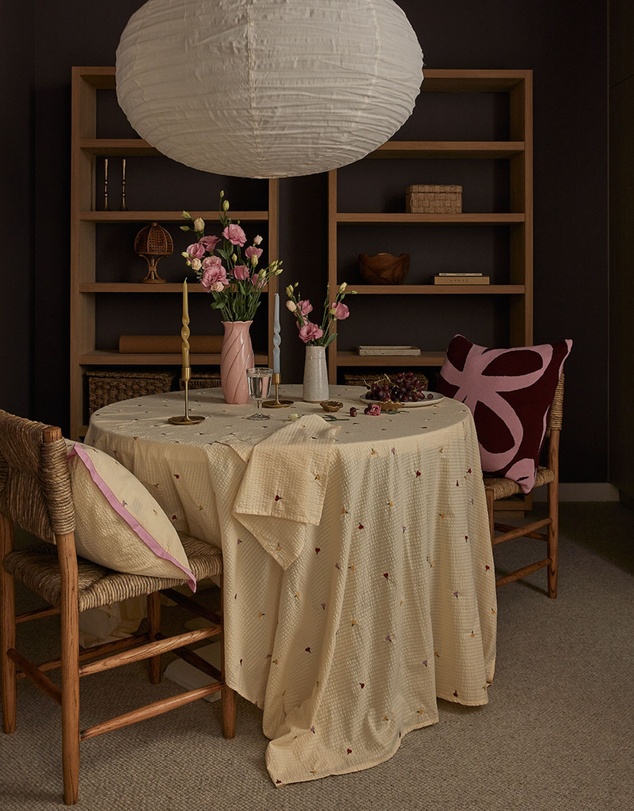 Mosey Me - Forget Me Not Embroidered Tablecloth