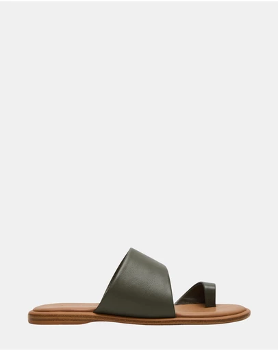 Steve Madden - Zani Olive Leather Sandals