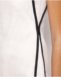 AERE - Tova Contrast Linen Mini Dress