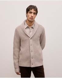 Trenery - Merino Textured Shawl Cardigan in Cinder