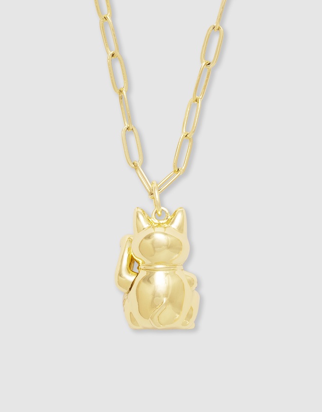 Wanderlust + Co - Lucky Cat Gold Necklace