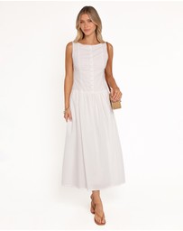 Petal & Pup - Evie Button Front Maxi Dress - White