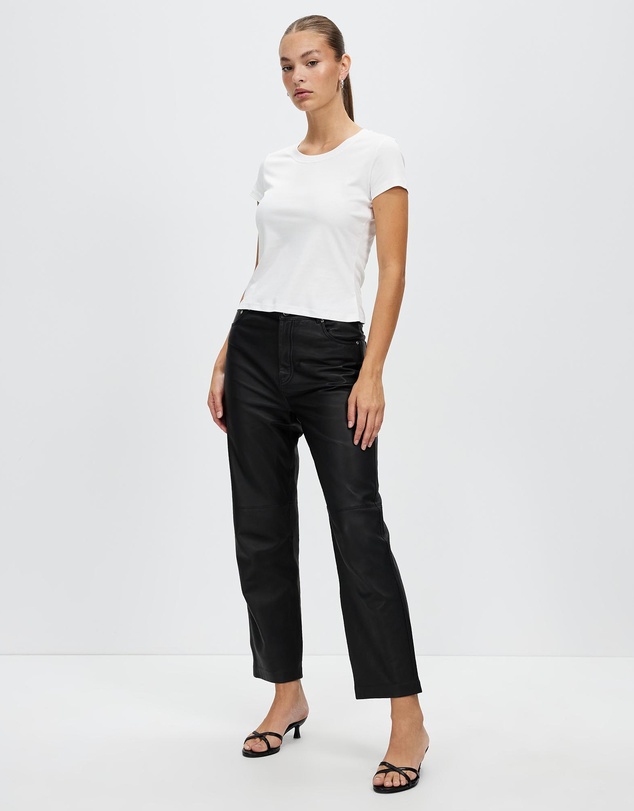 Honey and Beau -  jersey slim fit top with cap sleeves in white