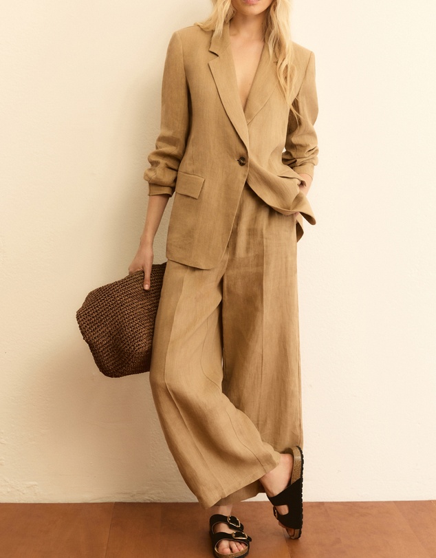 Emme - Ecru Linen Tailored Trousers
