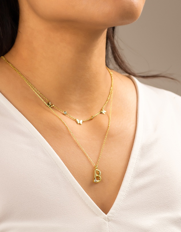 Wanderlust + Co - Alphabet Bubble Pendant Necklace - Letter B