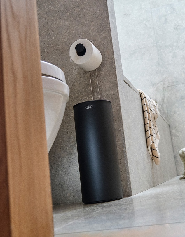 Joseph Joseph - EasyStore™ Matt Black Concealed Toilet Roll Holder