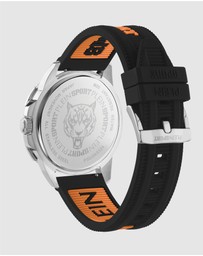 Plein Sport - Plein Rampage 44mm Black dial and Black Orange Silicone strap
