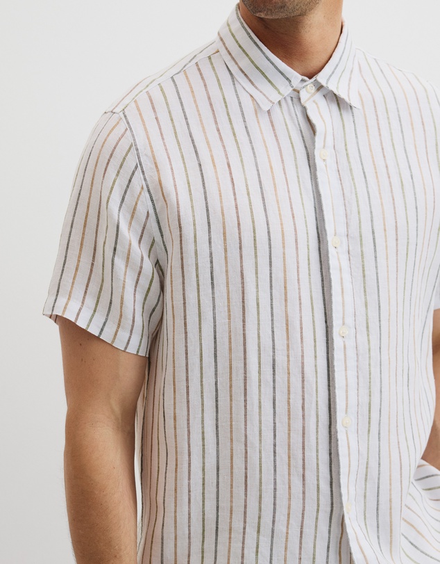 Country Road - Organically Grown Linen Short Sleeve Stripe Shirt