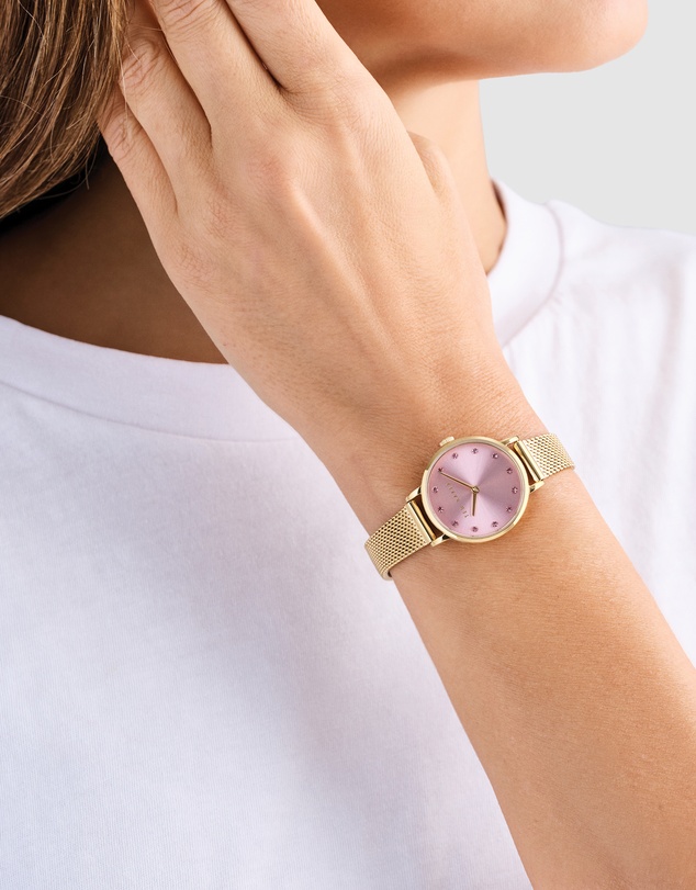 Ted Baker - Staciie 28mm Pink Gold-Tone Mesh Bracelet Watch