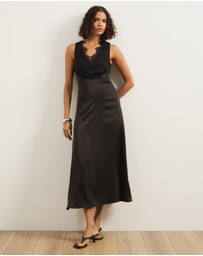Atmos&Here - Gia Satin Midi Dress With Lace Detail