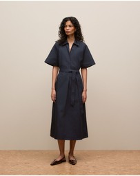 Trenery - Cotton Poplin Belted Popover Dress in Night Sky