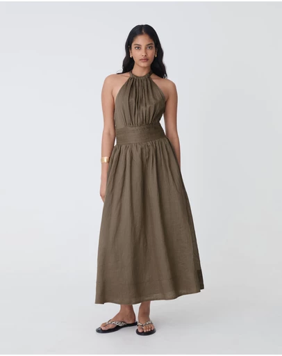 Forcast - Miami Gathered Neck Hemp Dress