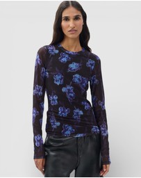rag & bone - Yana Printed Mesh Long Sleeve Tee