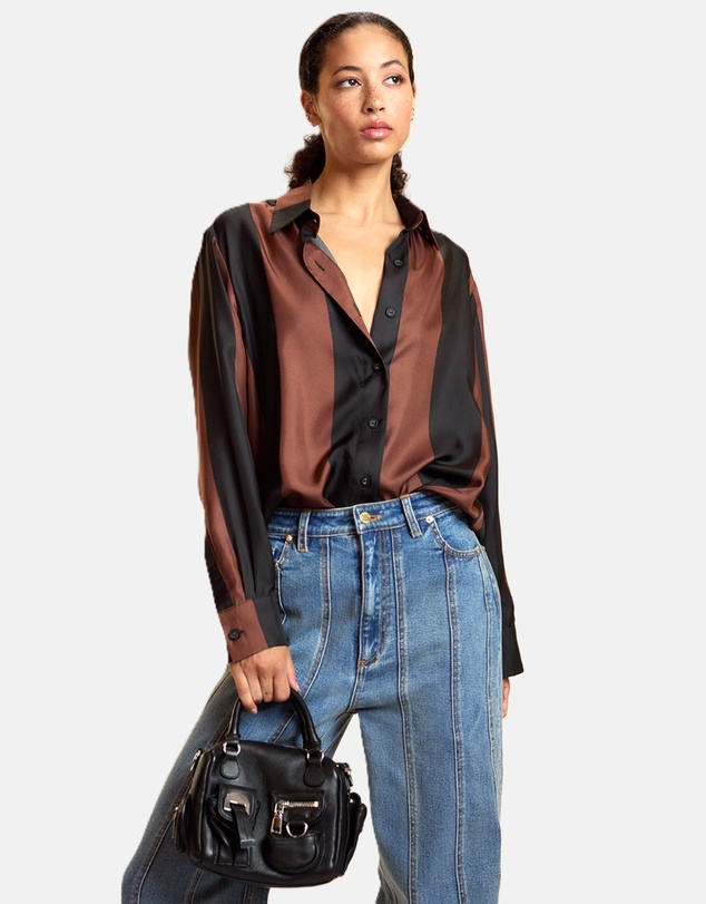 Cynthia Rowley - Silk Striped Button-Up Shirt