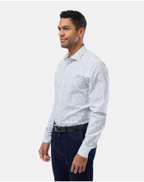 Brooksfield - Abstract Floral Print Reg Fit Stretch Business Shirt