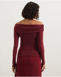 Atmos&Here - Ophelia Cross Off Shoulder Mesh Long Sleeve Top