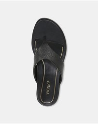 Vionic - Agave Toe Post Sandal - Black Leather