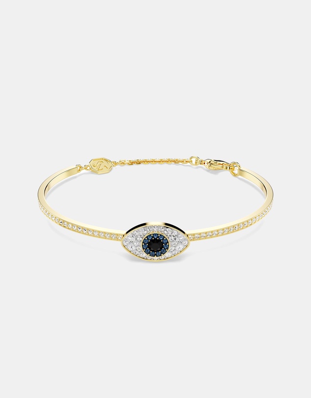 Swarovski - Symbolica bangle, Evil eye, Blue, 18K gold finish