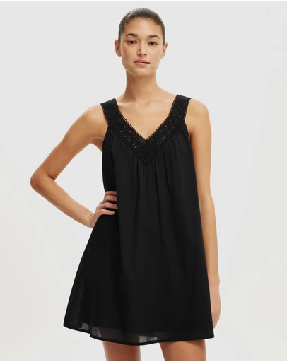 Cotton On - Abbey Lace Trim Mini Dress